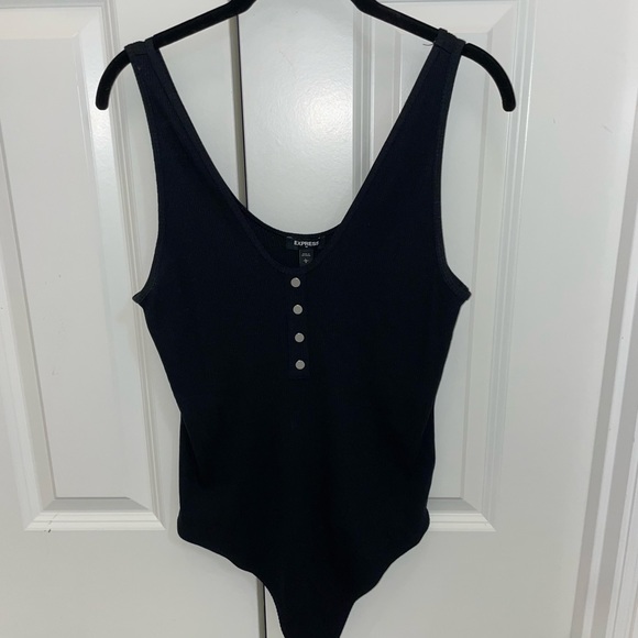Express Women’s Ribbed Thong Bodysuit Black Size Large NWT - Picture 1 of 4